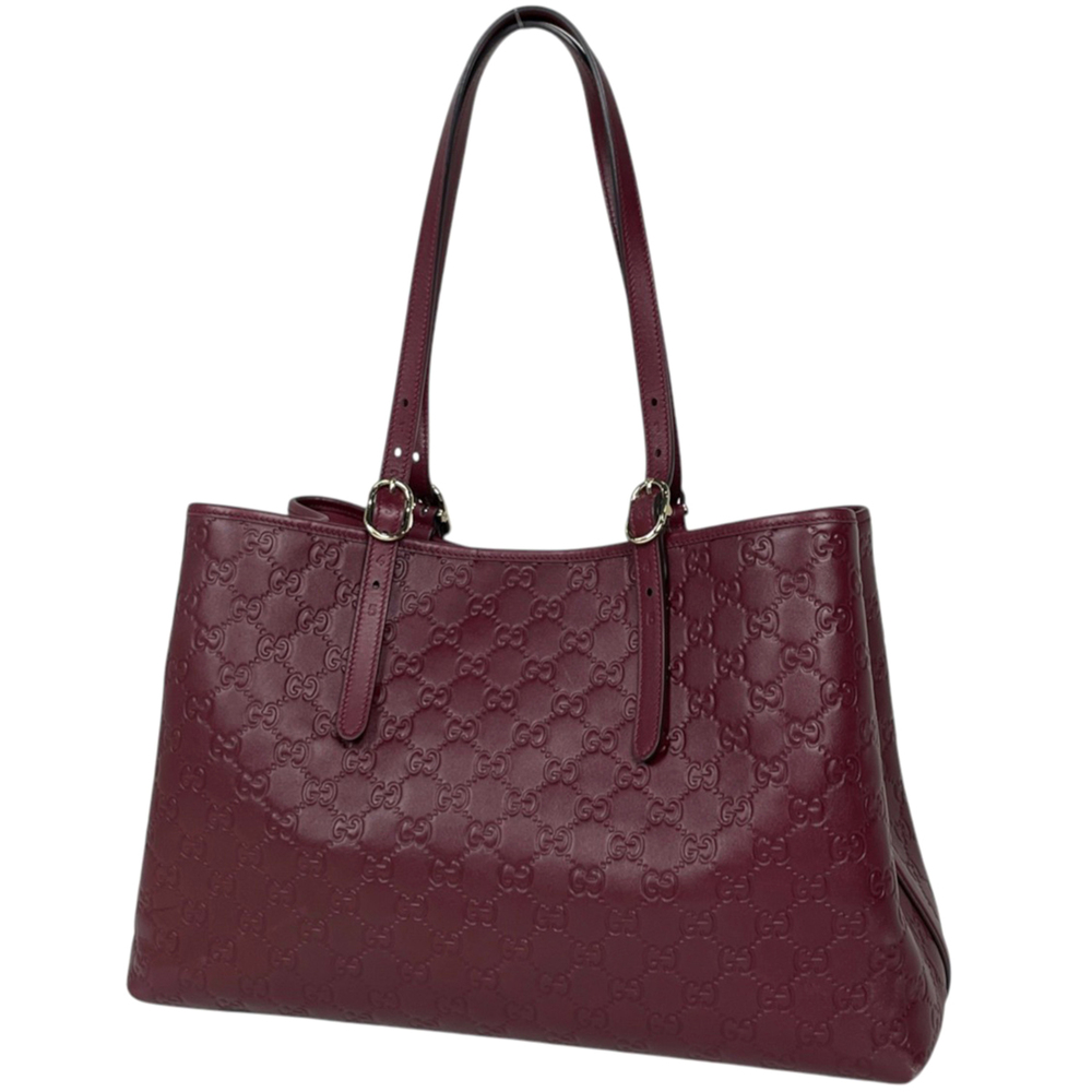 Gucci GG Emblem Large Tote Bag, Guccissima Leather, Bordeaux, 815213, Women's